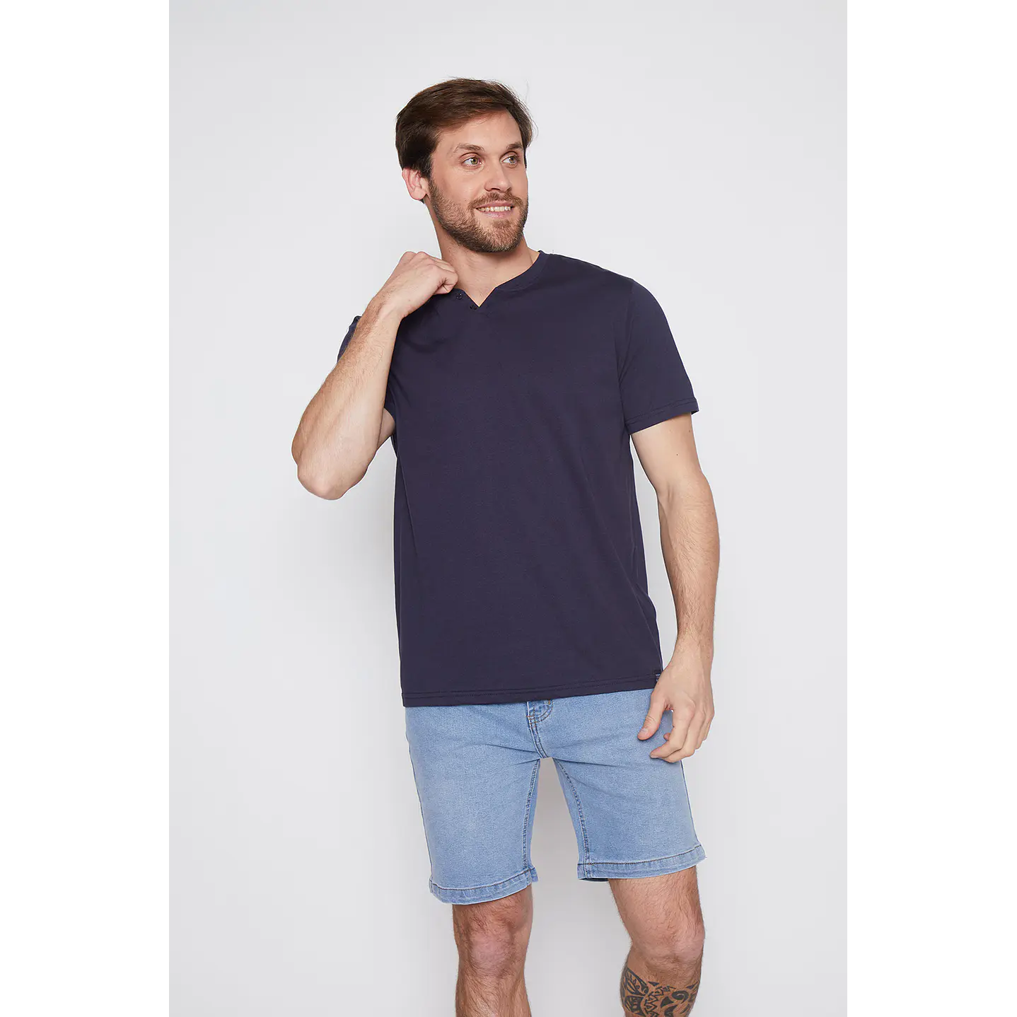 Polera Hombre Botones Azul Familyshop 1