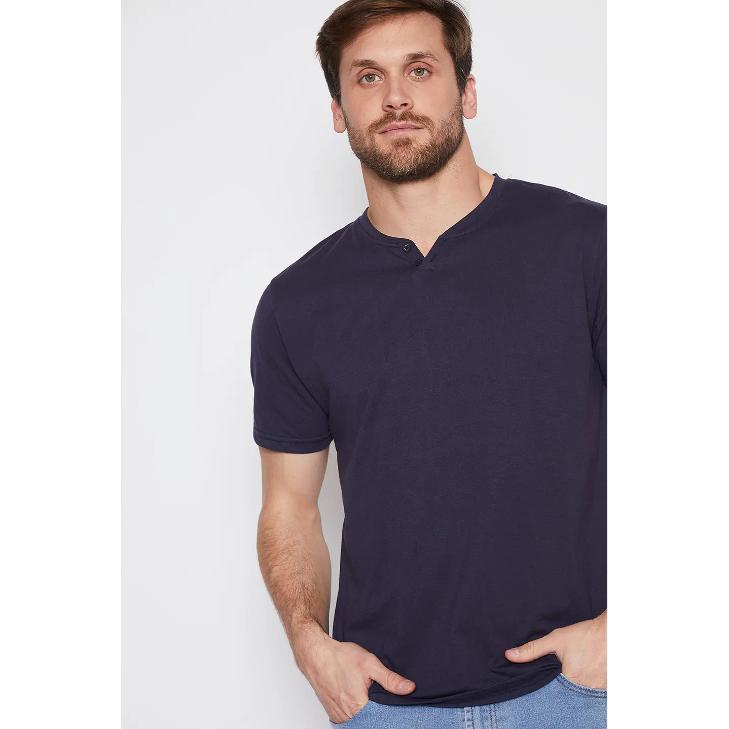 Polera Hombre Botones Azul Familyshop 4