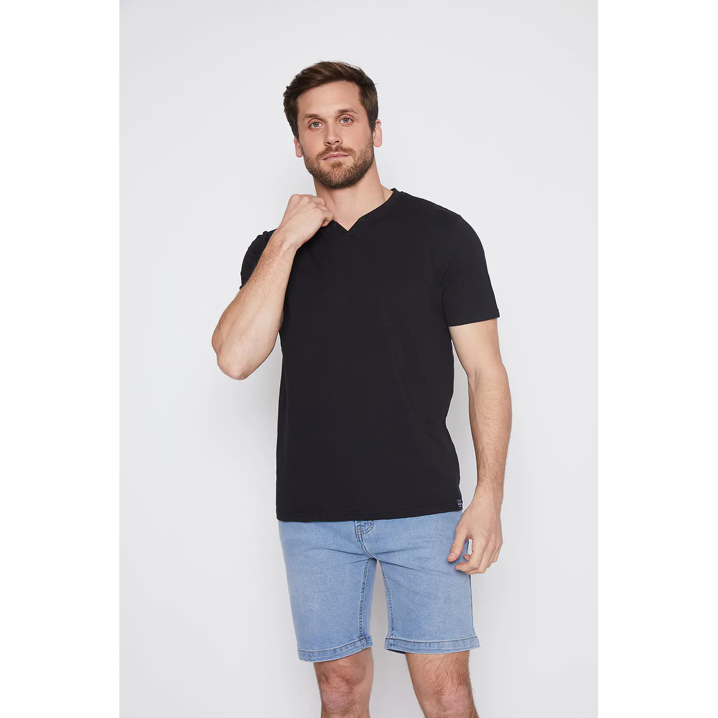Polera Hombre Botones Negro Familyshop 1