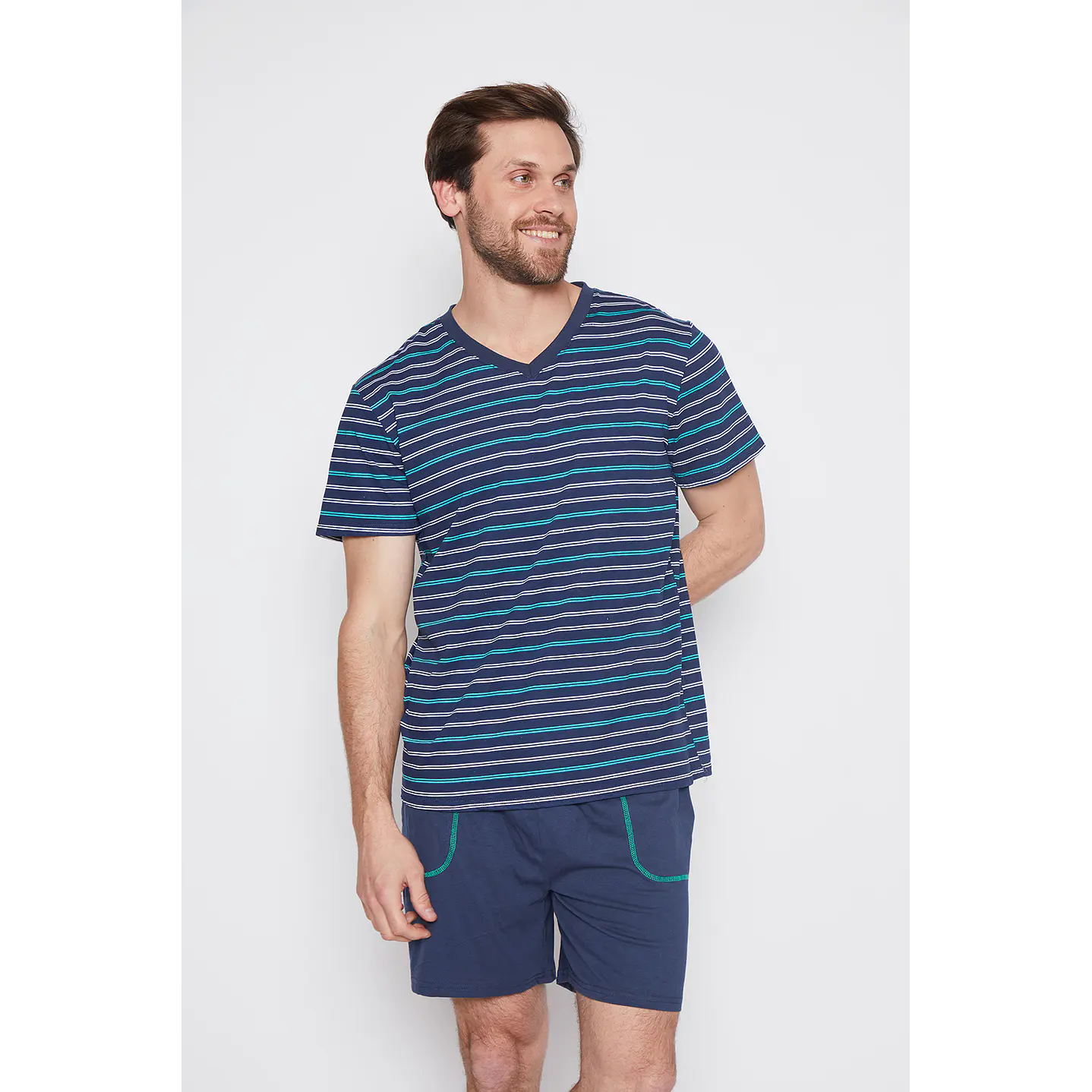 Pijama Corto Hombre Classic Azul Family Shop 2