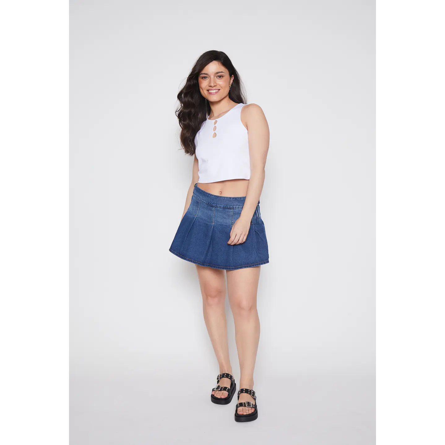 Faldas Mujer Denim Tablas Azul Familyshop 2