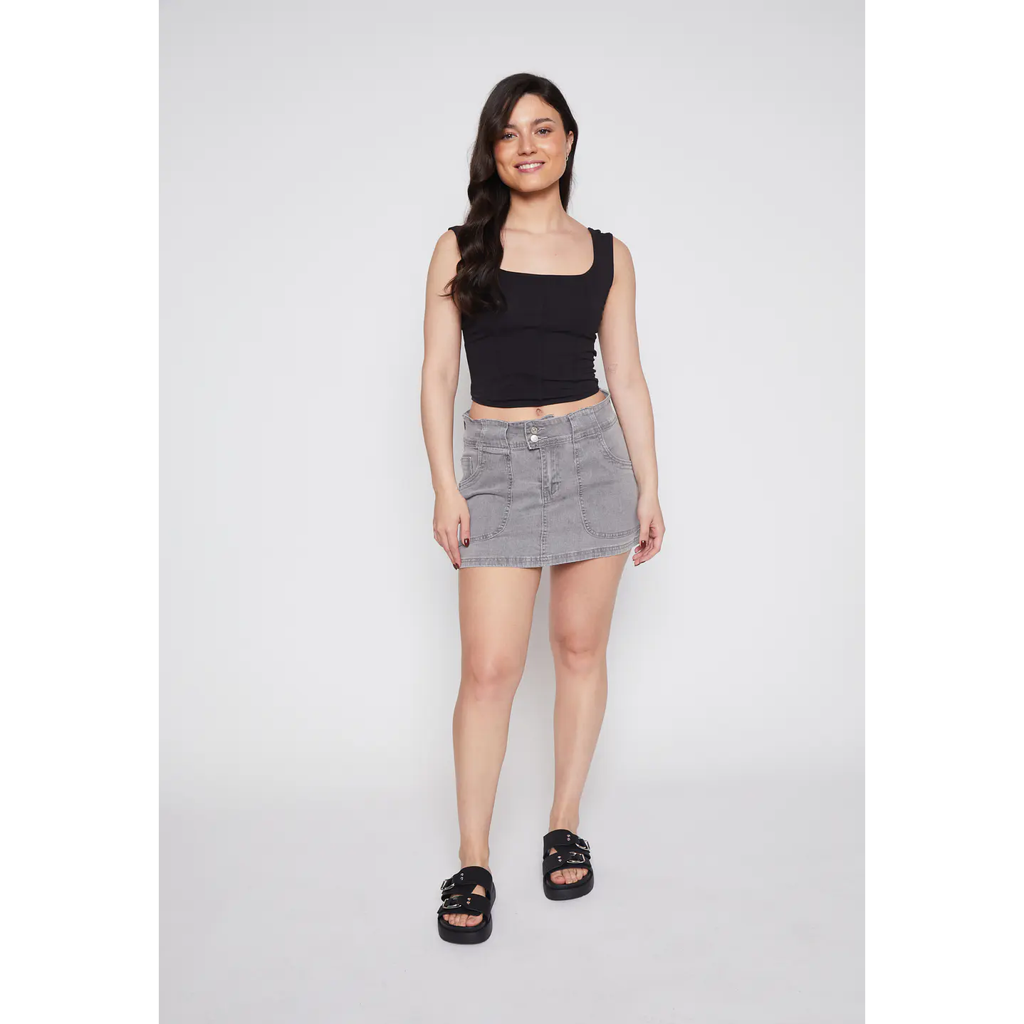 Faldas Mujer Denim Gris Familyshop 2
