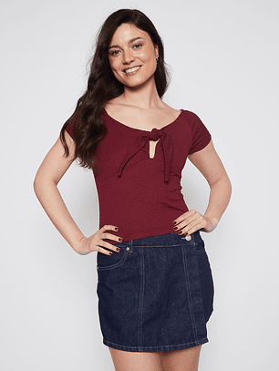 Polera Mujer Manga Corta Burdeo Familyshop