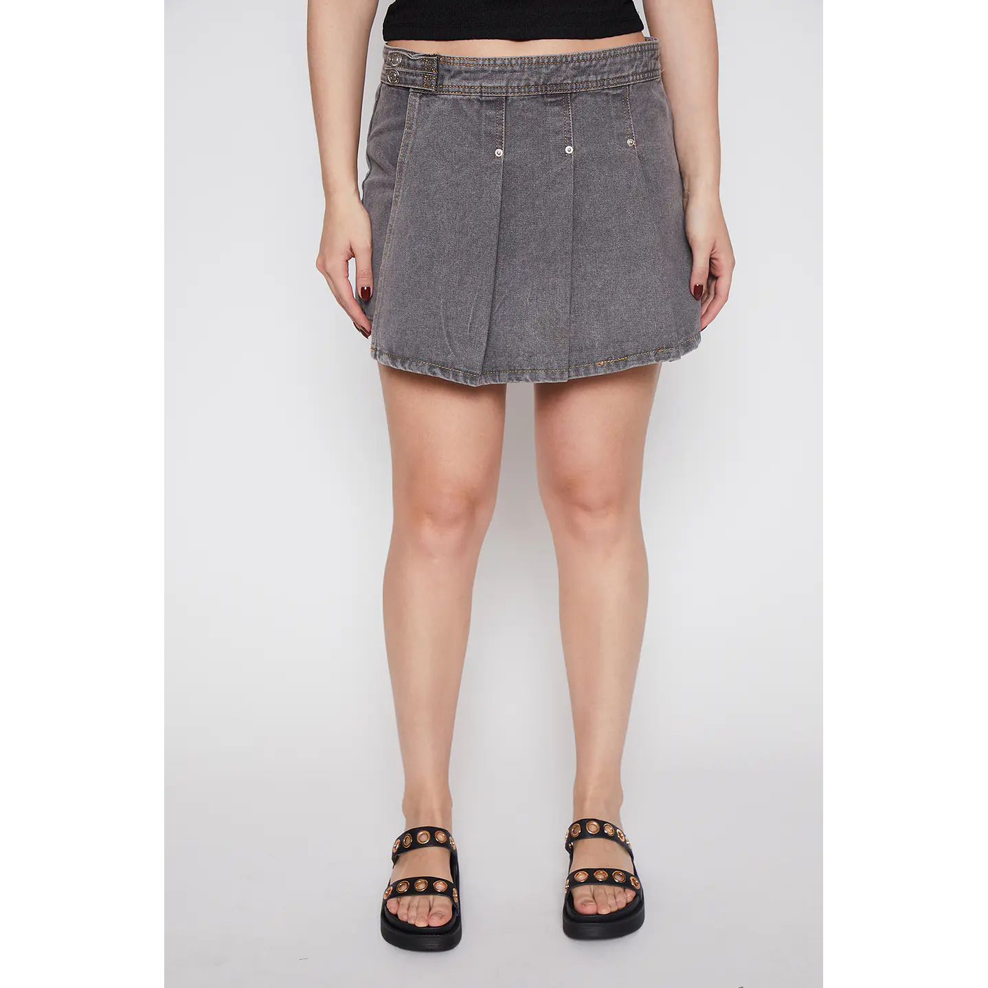 Faldas Mujer Denim Tablas Gris Familyshop 1
