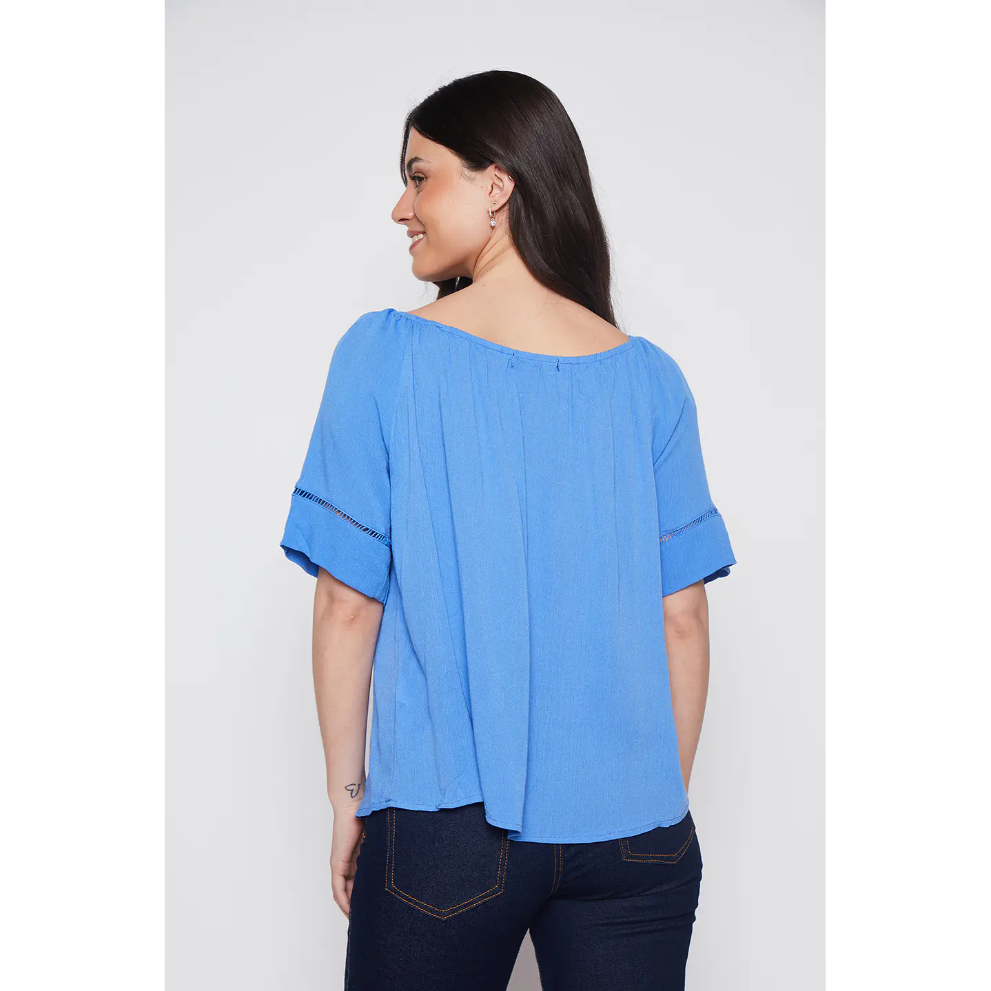 Blusa Mujer Manga Corta Azul Familyshop 4