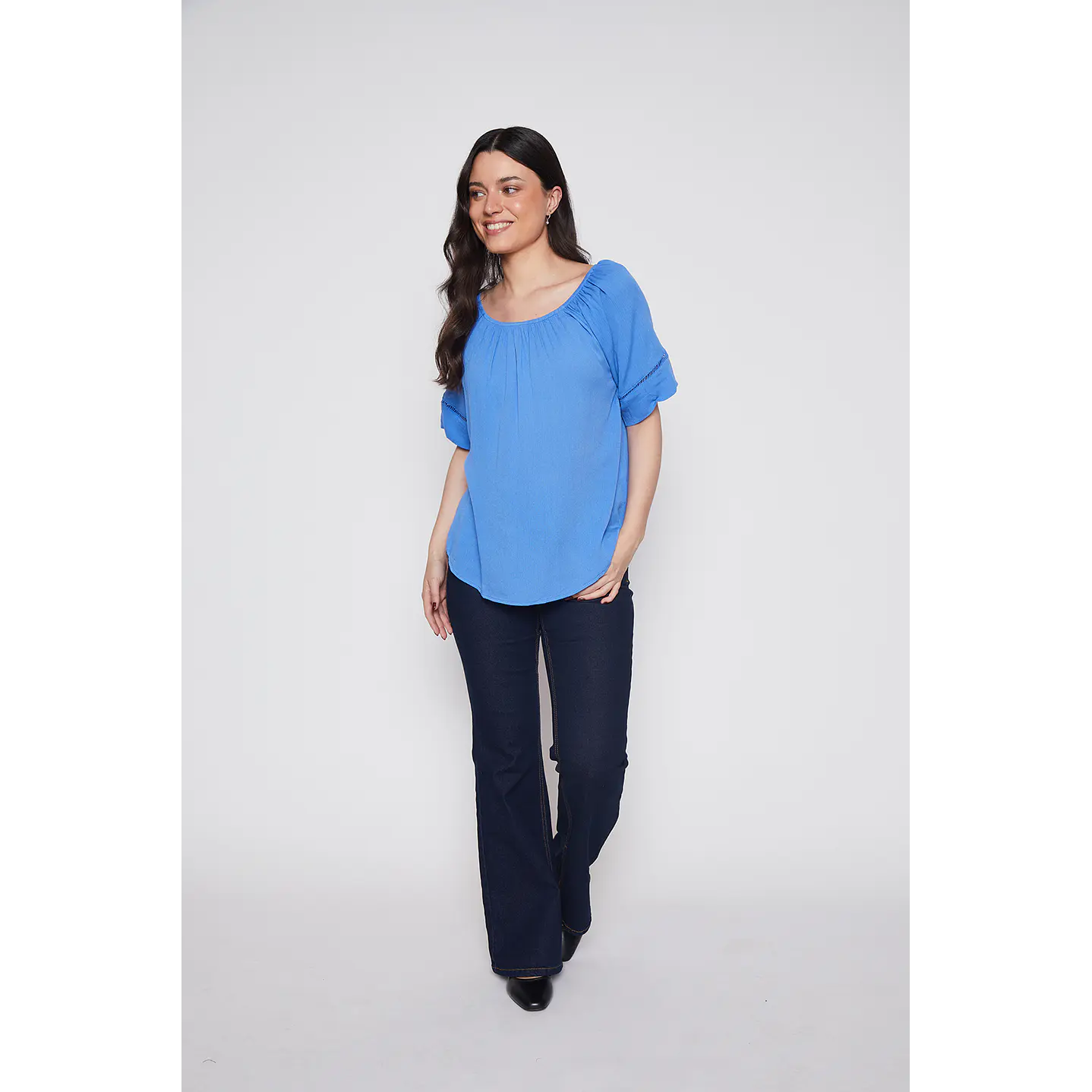 Blusa Mujer Manga Corta Azul Familyshop 2