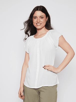 Blusa Mujer Manga Corta Crudo Familyshop