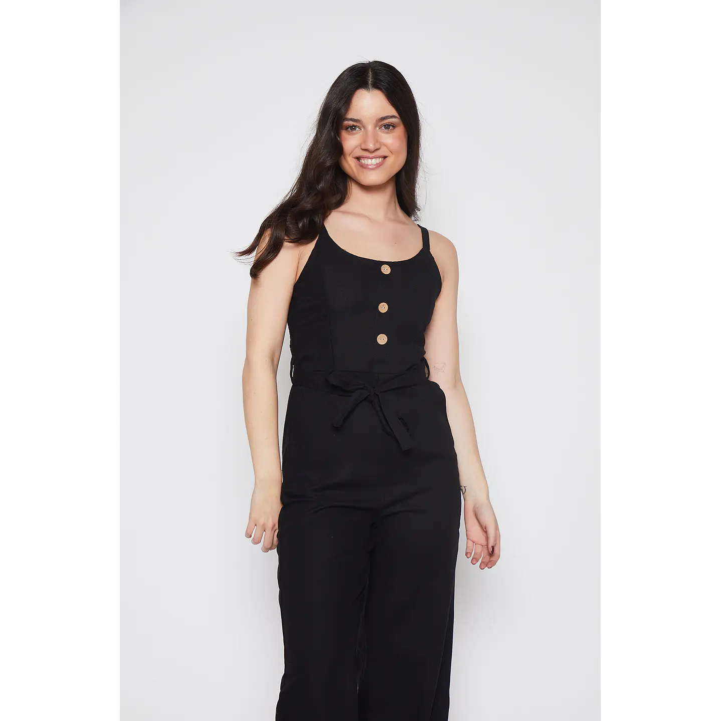Enterito Mujer Lino Largo Negro Familyshop 2