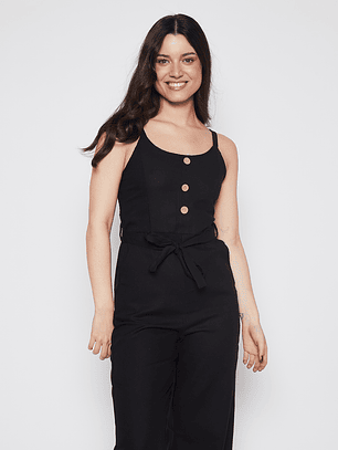 Enterito Mujer Lino Largo Negro Familyshop