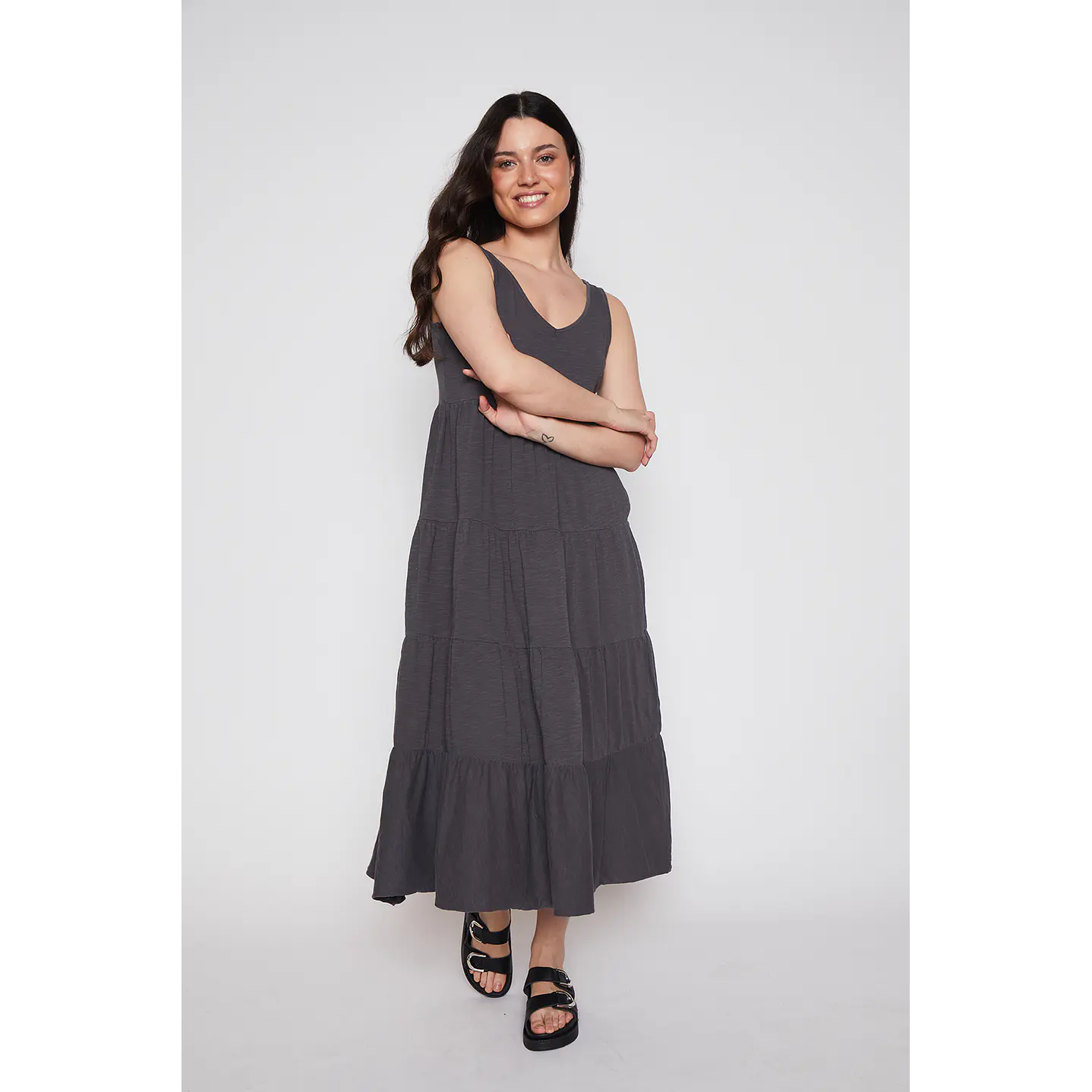 Vestido Mujer Sin Mangas Gris Familyshop 1