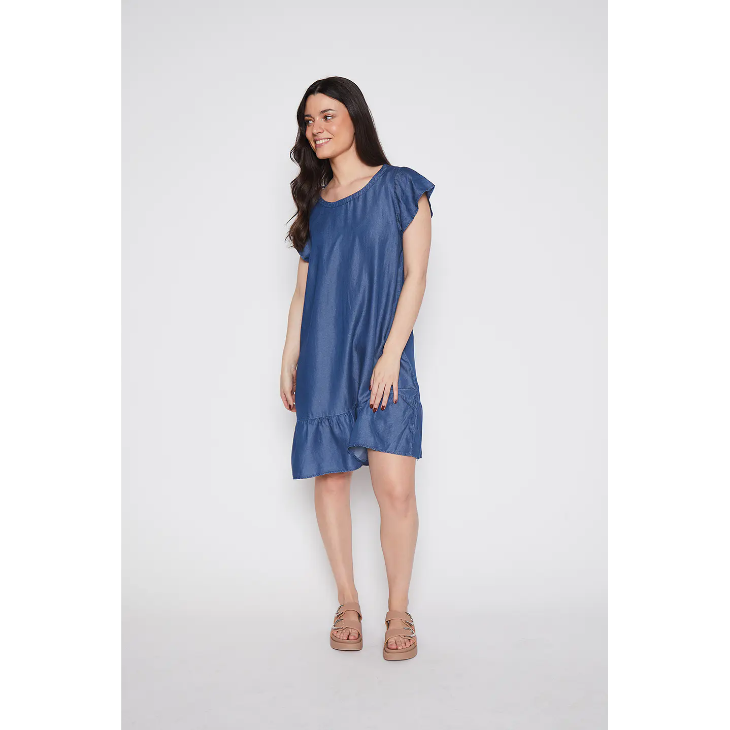 Vestido Mujer Chic Tencel Azul Familyshop 1