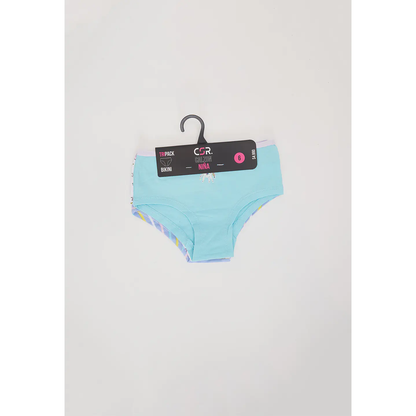 Calzón Tripack Bikini Diseño Niña Blanco Familyshop 2