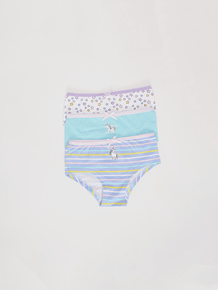 Calzón Tripack Bikini Diseño Niña Blanco Familyshop
