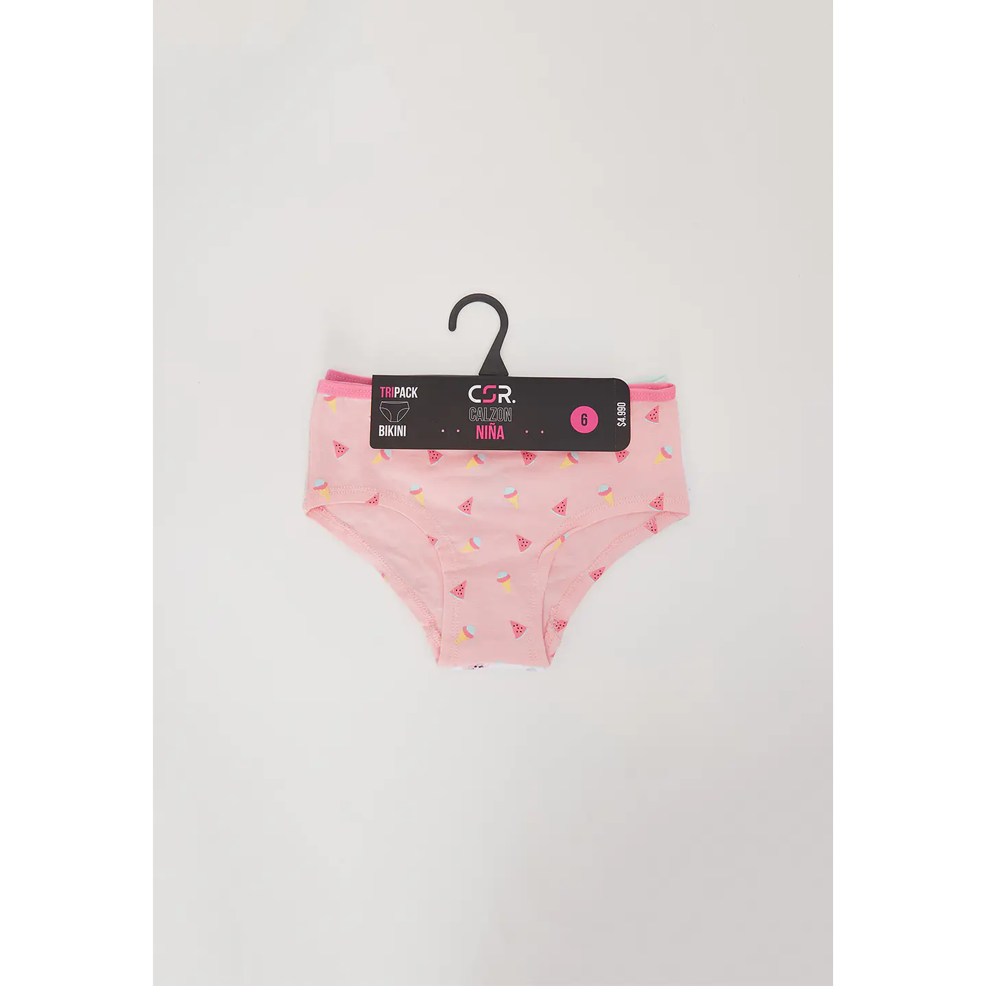 Calzón Tripack Bikini Diseño Niña Rosado Familyshop 2