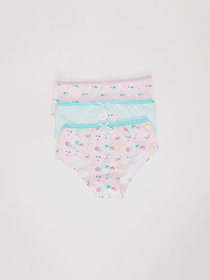 Calzón Tripack Bikini Diseño Niña Celeste Familyshop