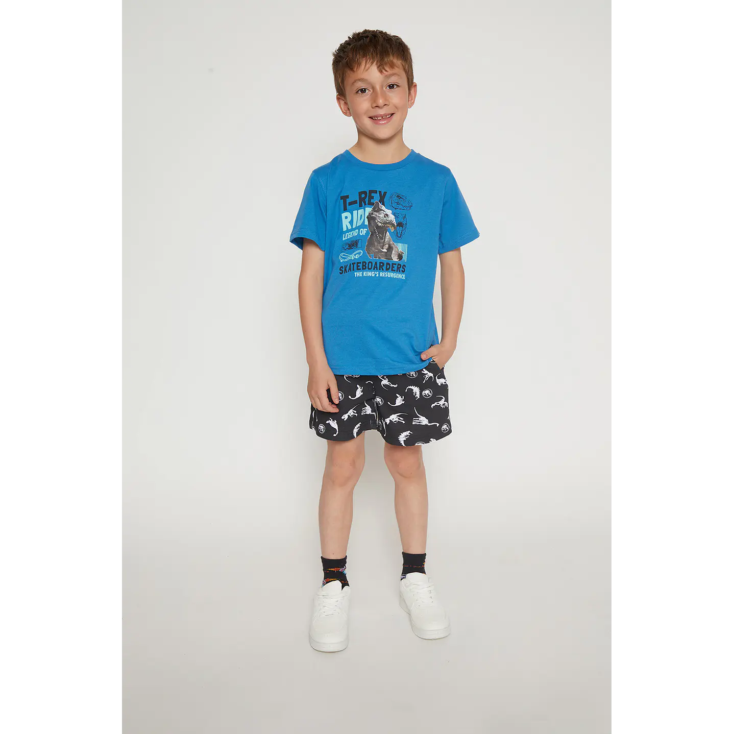 Polera Niño Basic Dino Azul Familyshop 3