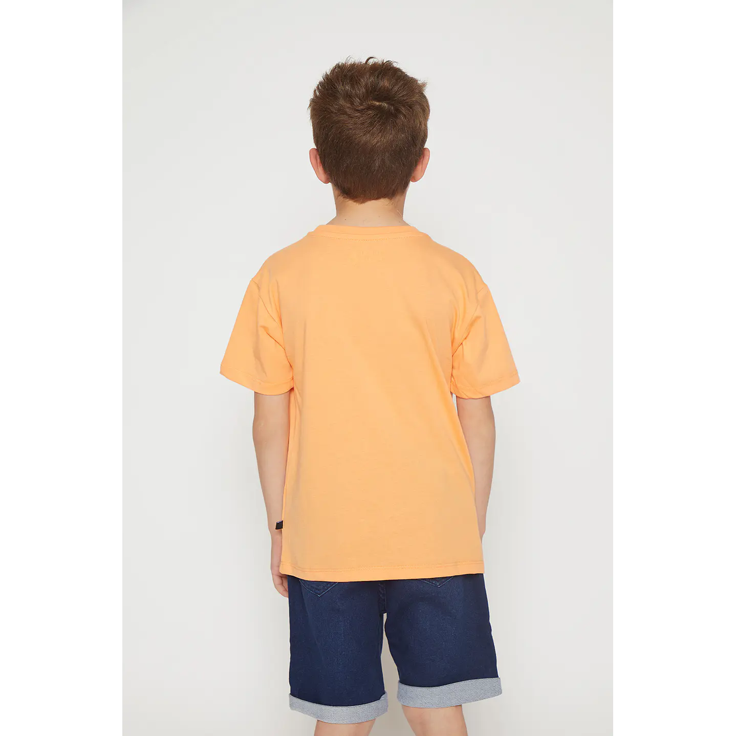 Polera Niño Puffing Color Manga Corta Naranja Familyshop 2