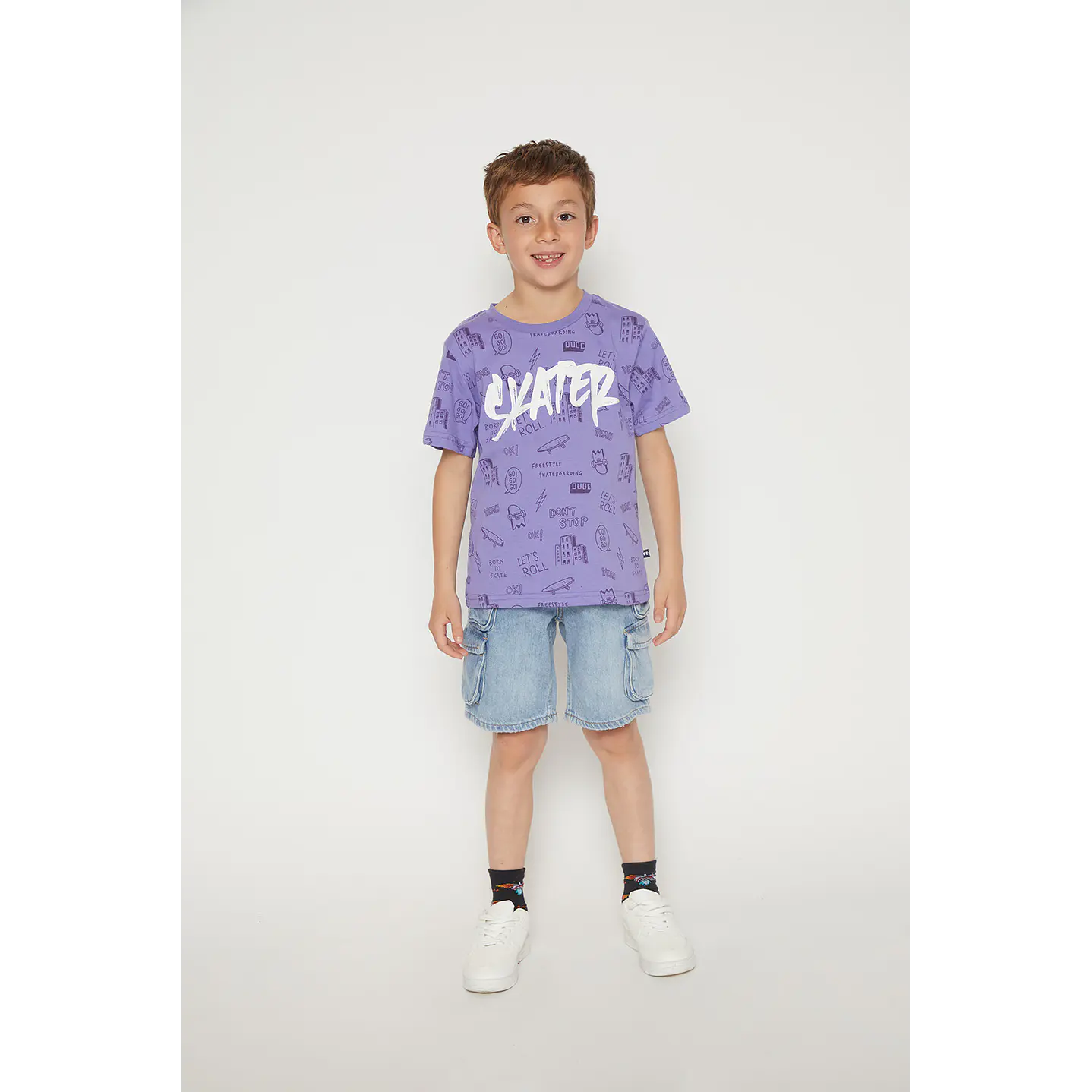 Polera Niño Manga Corta Morado Familyshop 3