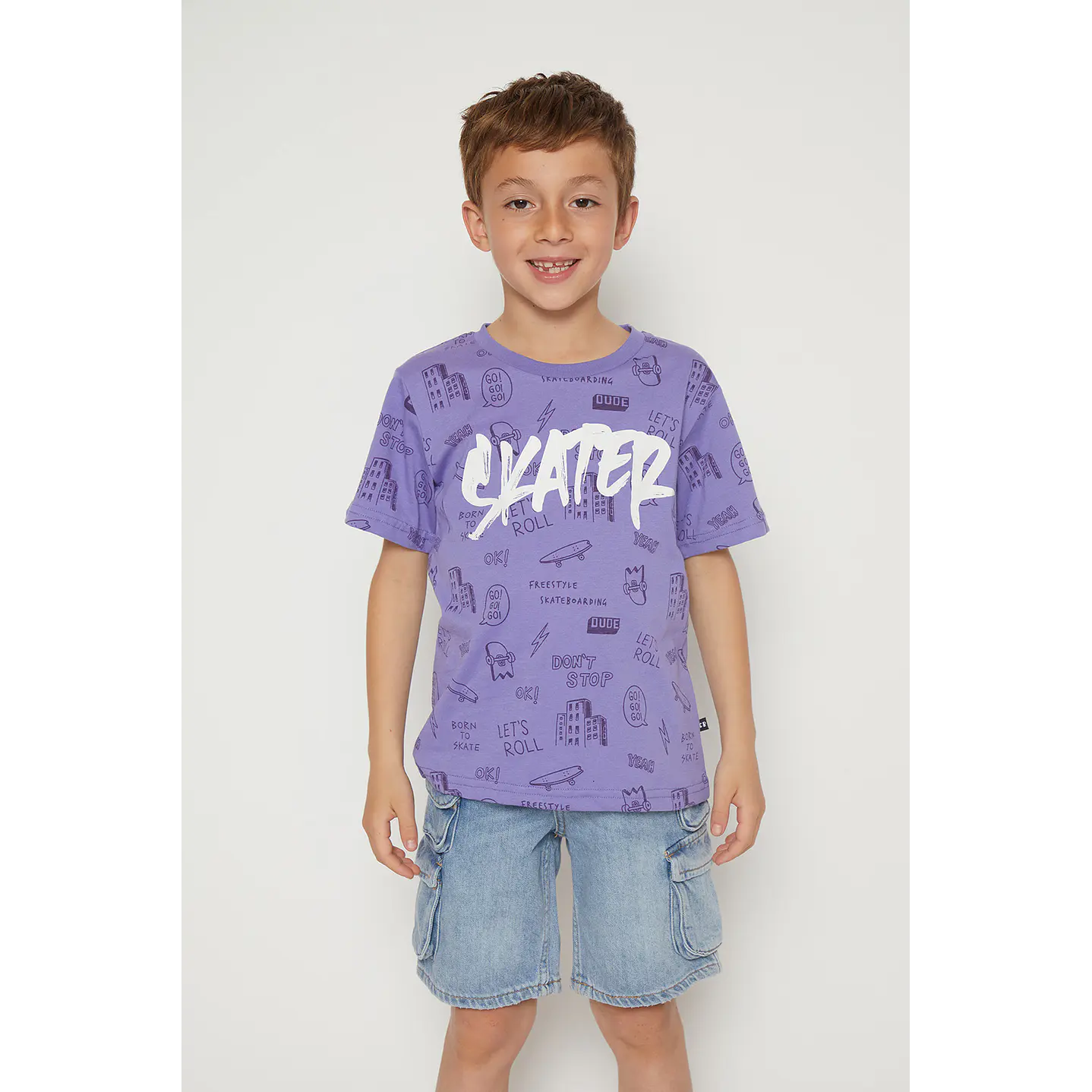 Polera Niño Manga Corta Morado Familyshop 1