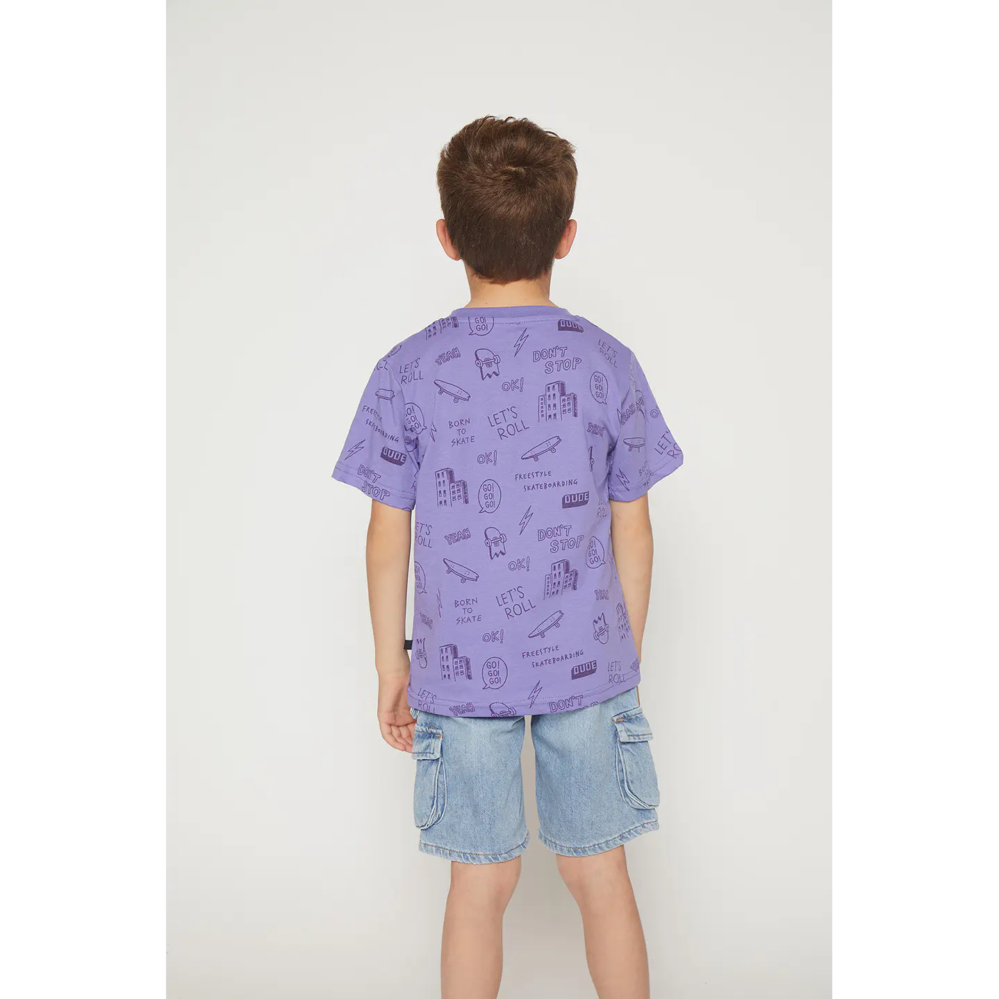 Polera Niño Manga Corta Morado Familyshop 2