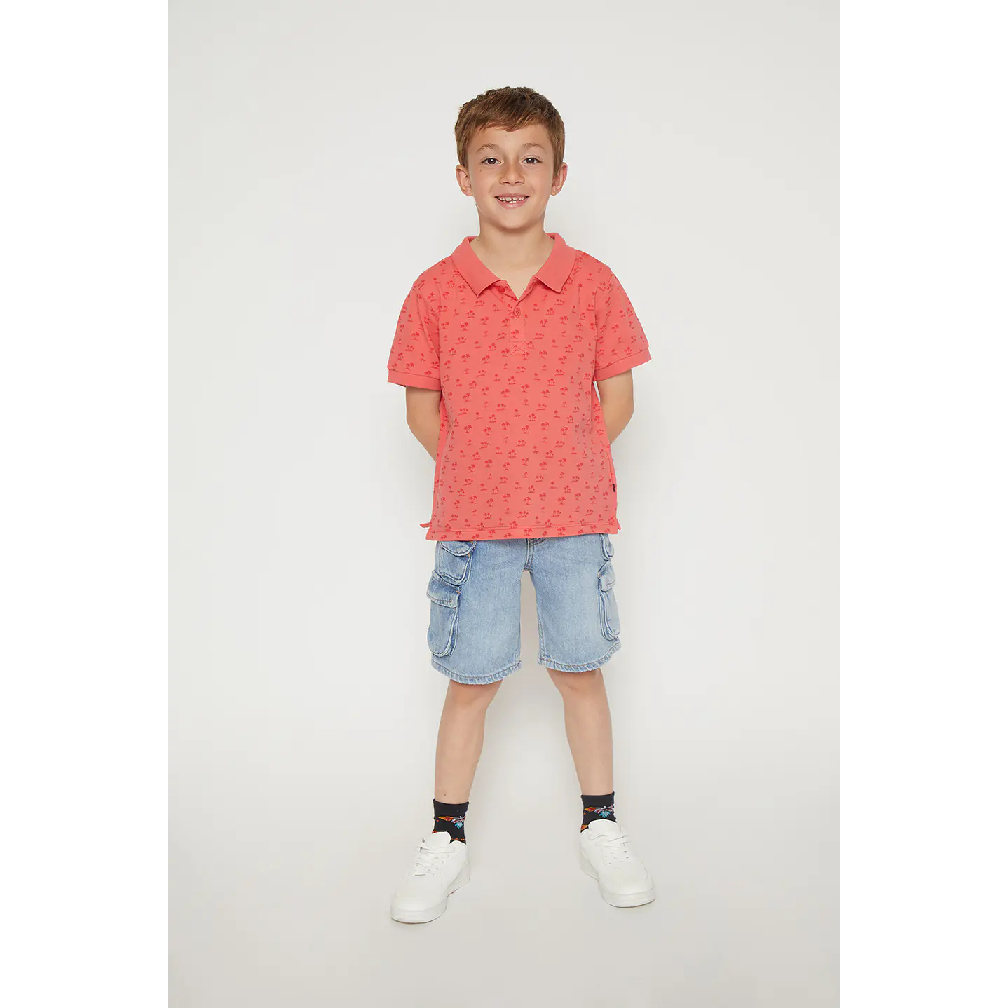 Polera Niño Rapport Pique Manga Corta Naranja Familyshop 1