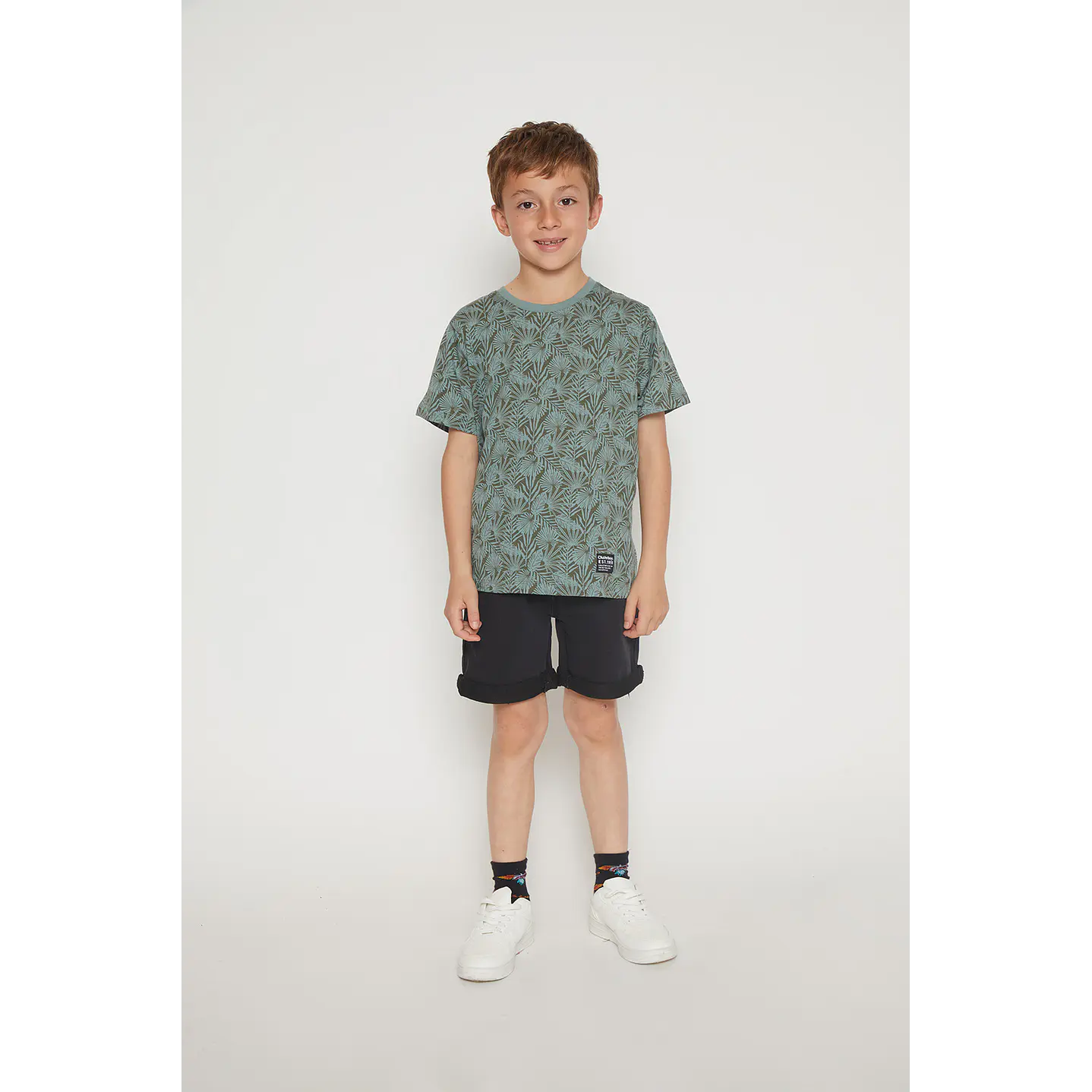 Polera Niño Hojas Color Manga Corta Verde Familyshop 3
