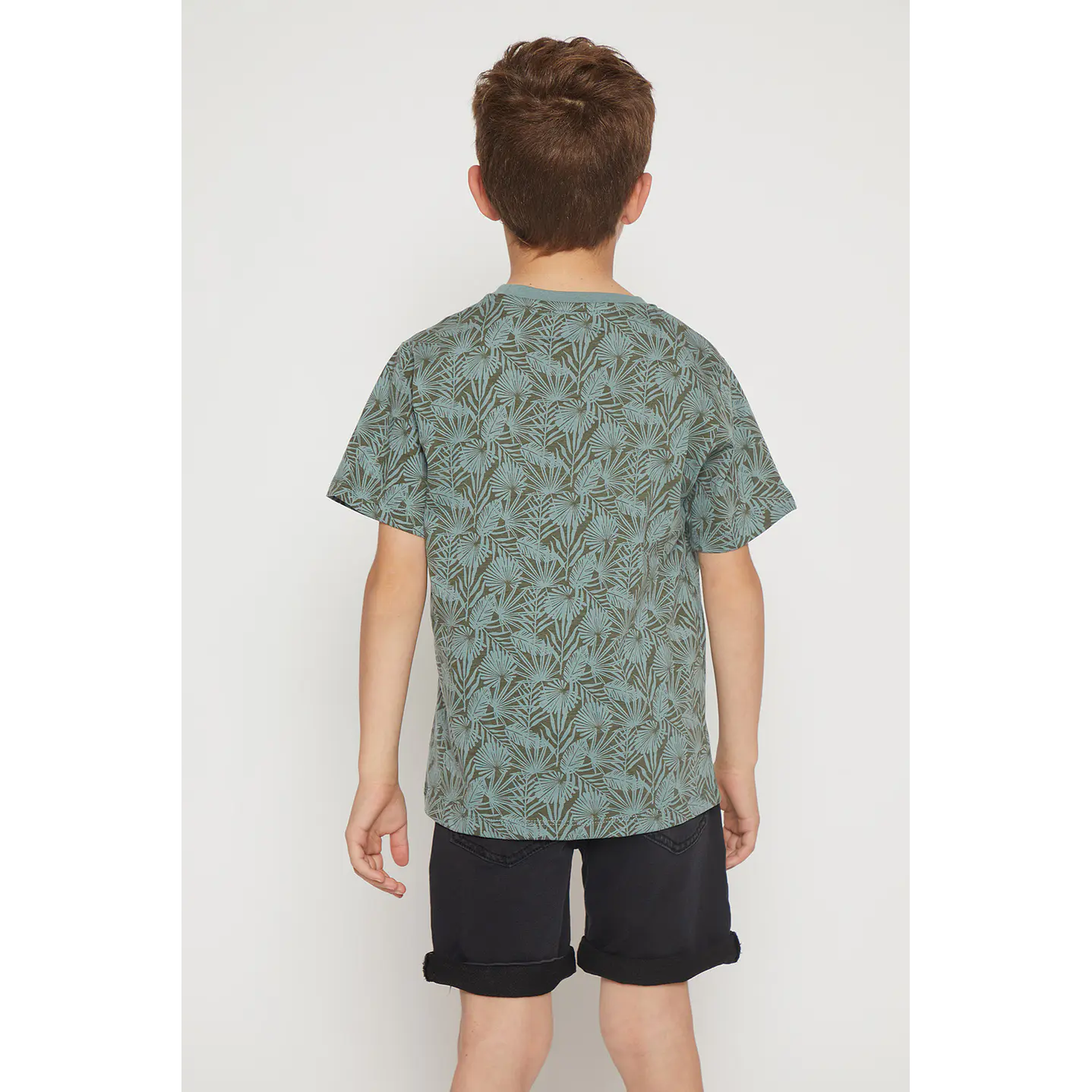 Polera Niño Hojas Color Manga Corta Verde Familyshop 2