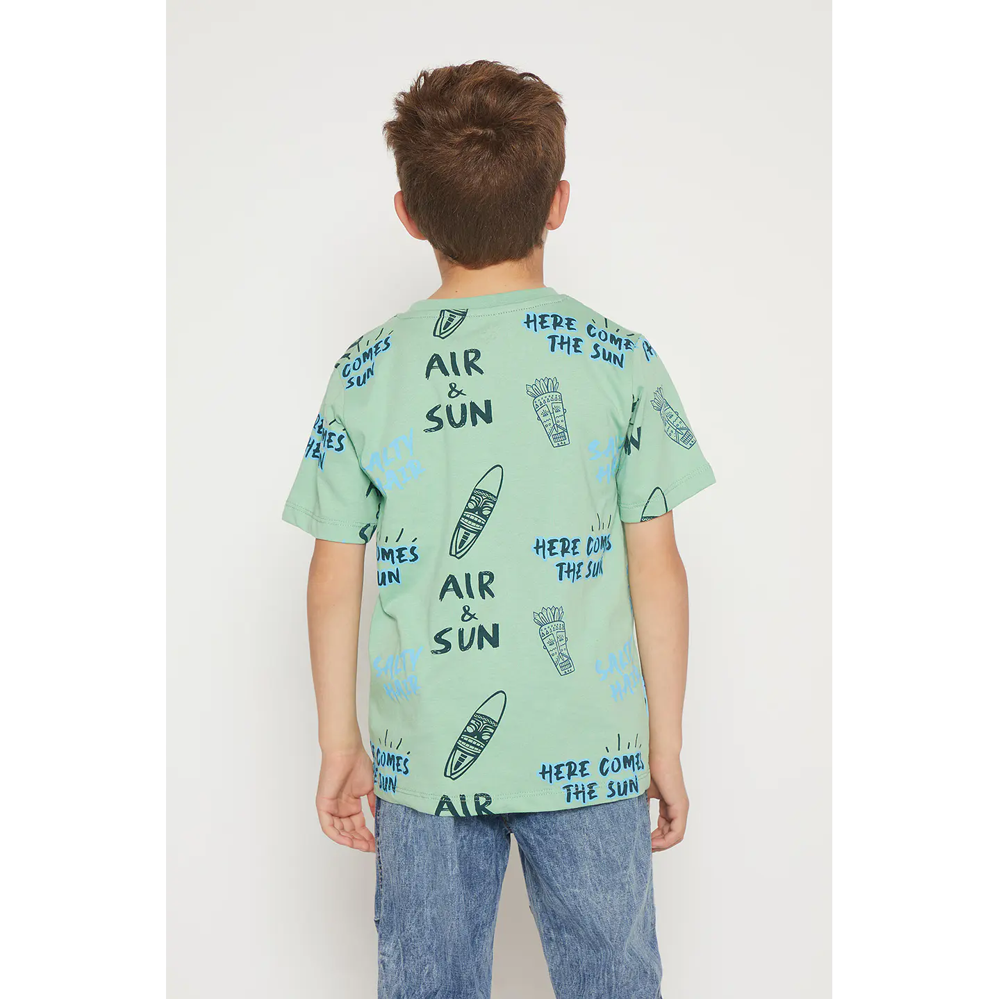 Polera Niño Hojas Verano Manga Corta Verde Familyshop 2