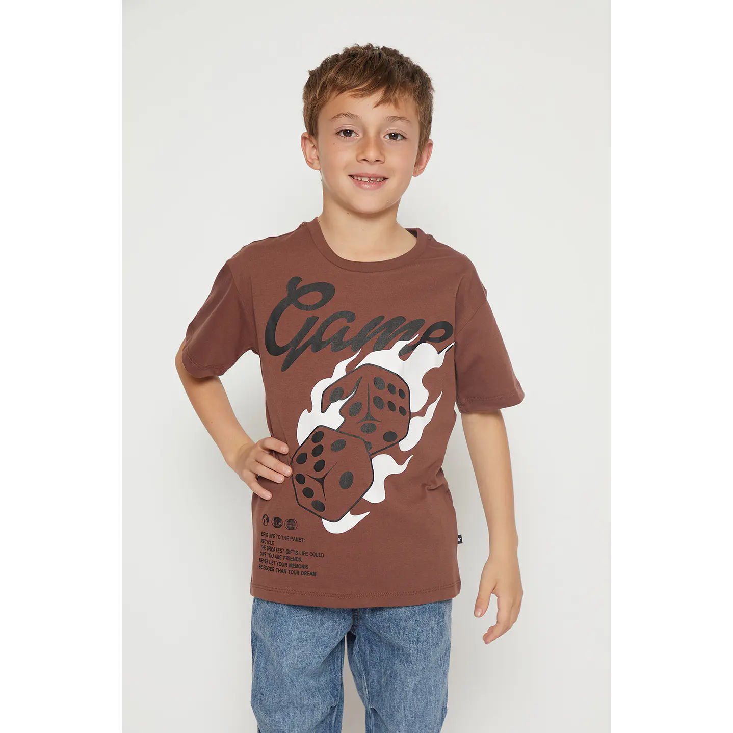Polera Niño Puffing Manga Corta Café Familyshop 1