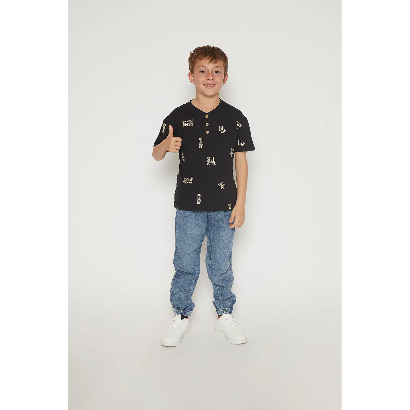 Polera Niño Botones Manga Corta Negro Familyshop 3