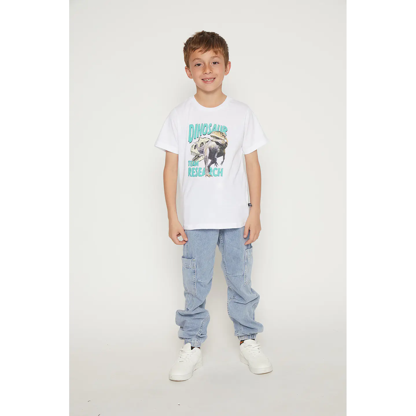 Polera Niño Dino Basic Blanco Familyshop 3