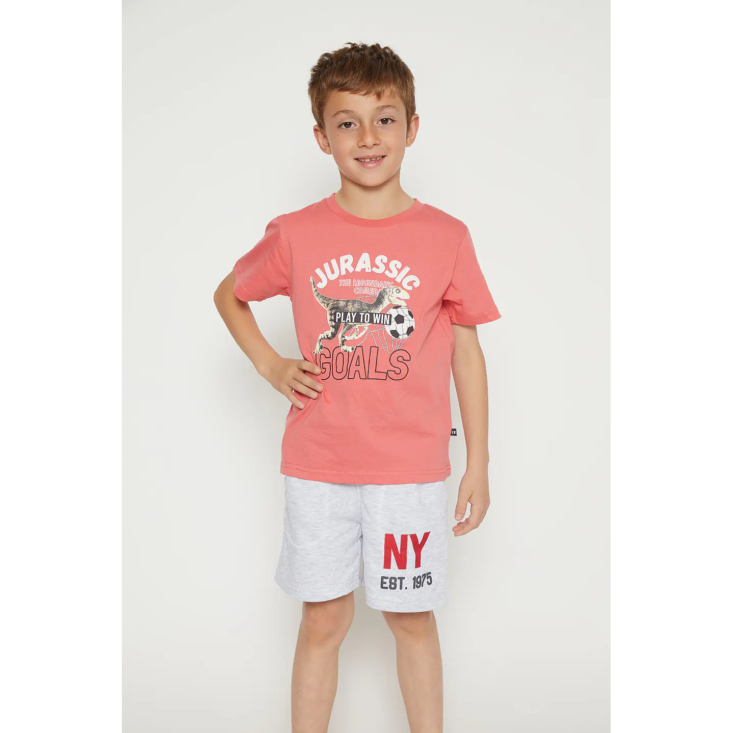 Polera Niño Dino Naranja Familyshop 1