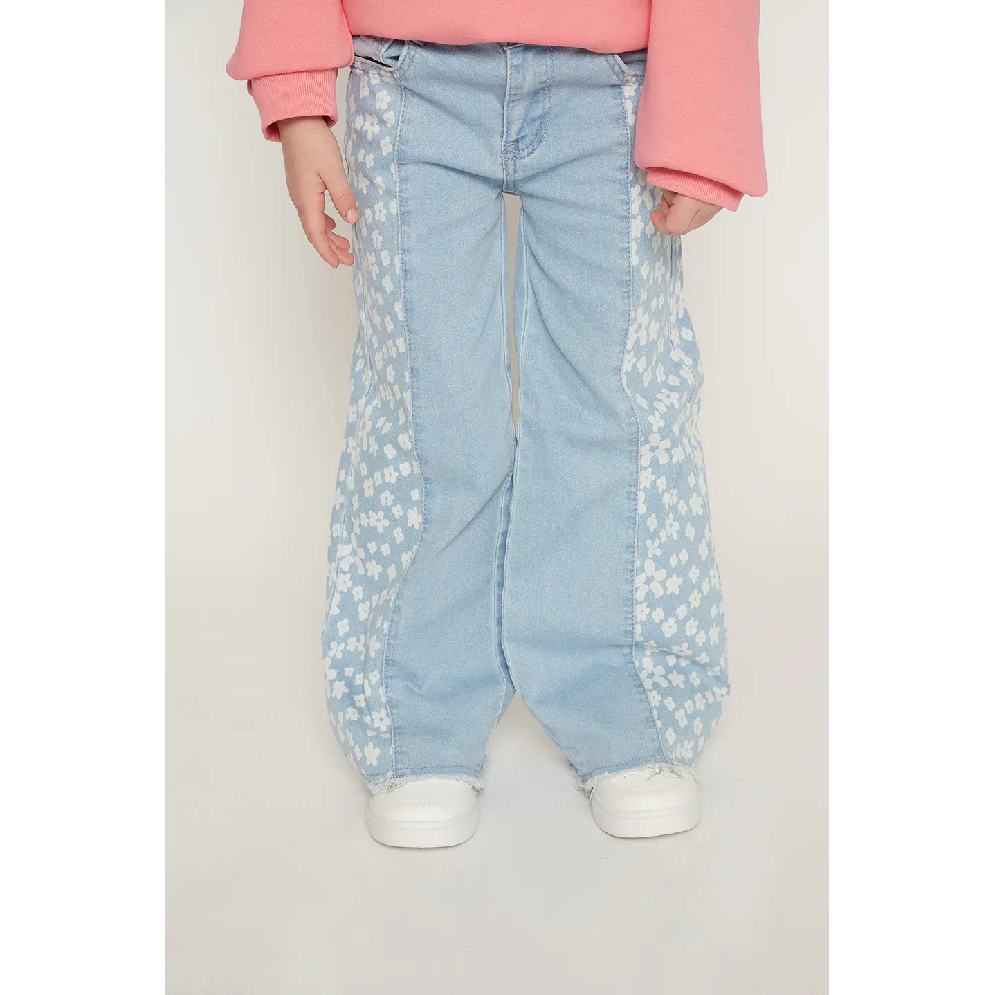 Jeans Niña Wide Leg Flores Azul Familyshop 1
