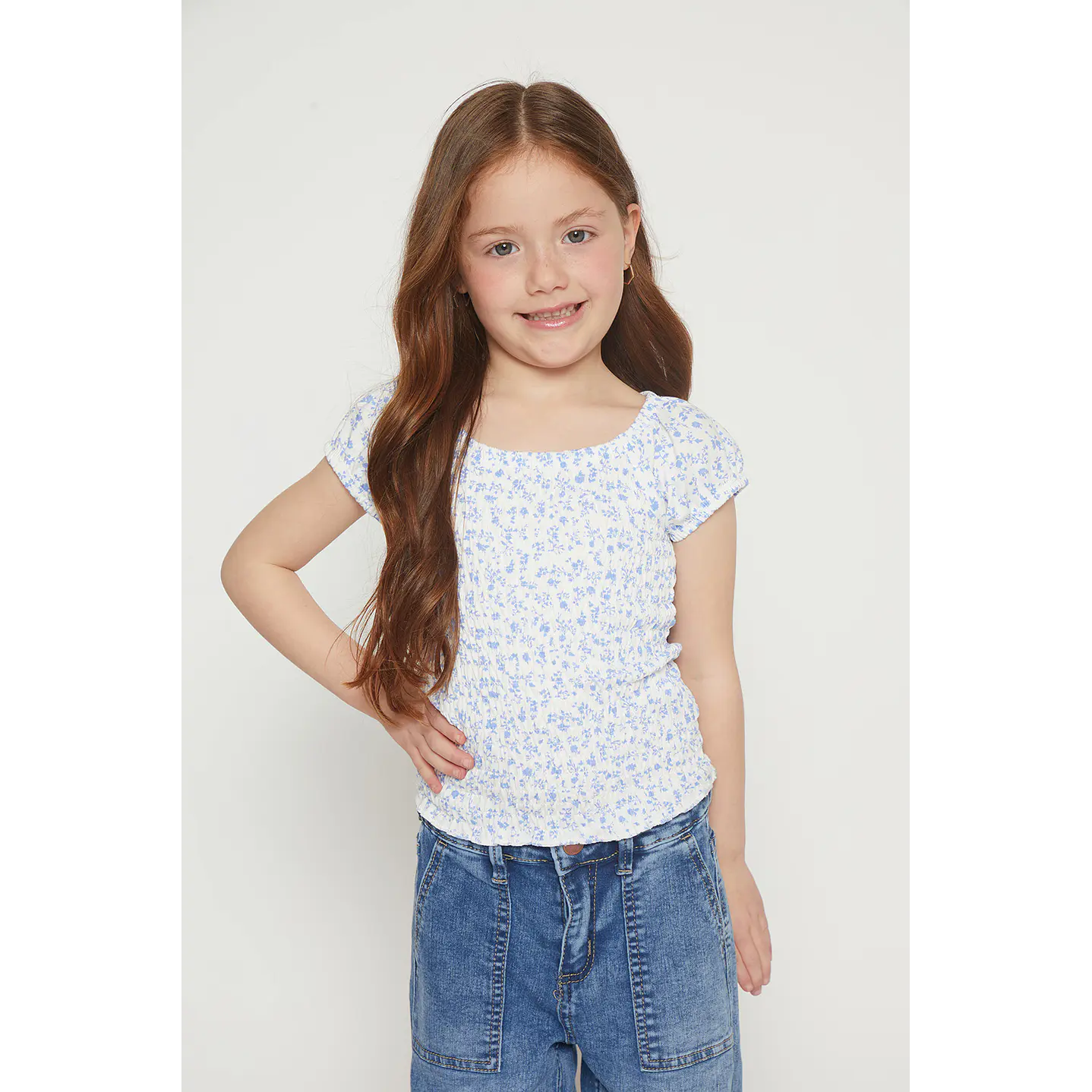 Polera Niña Panal Celeste Familyshop 1