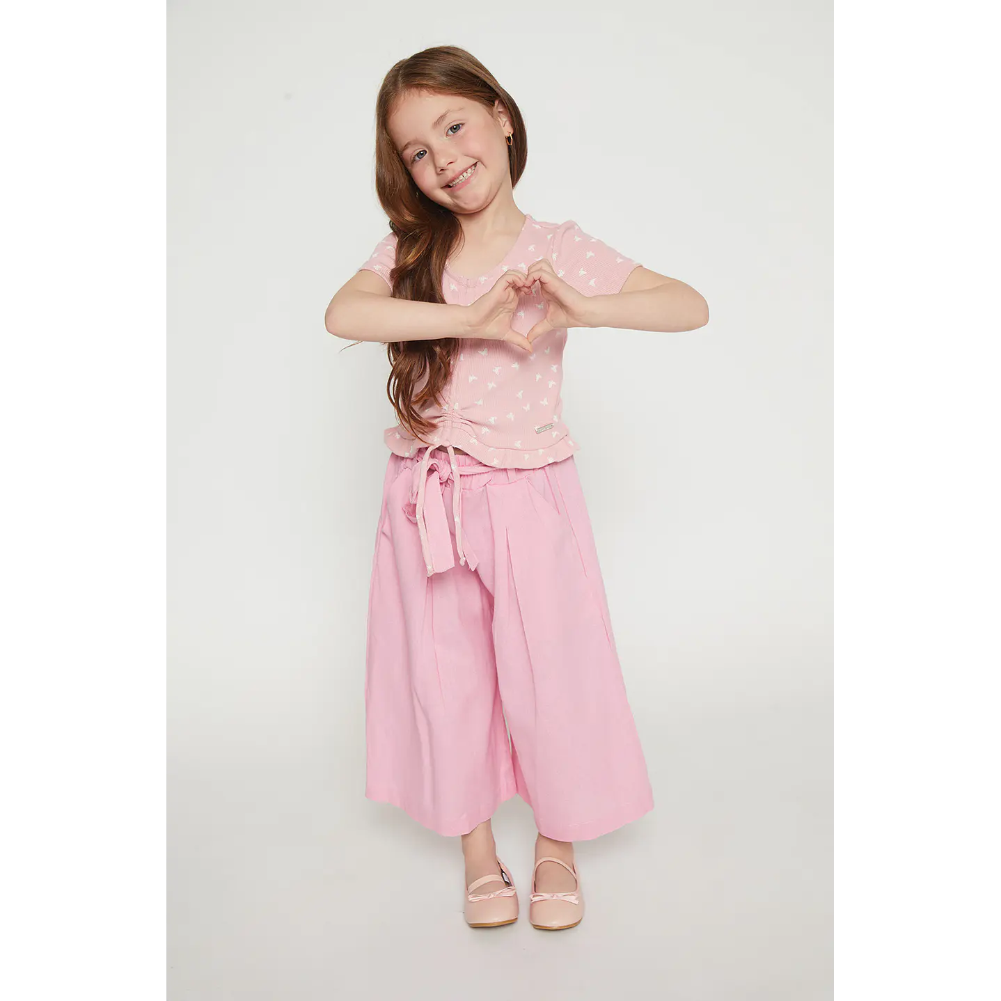 Pantalón Niña Wide Leg Rosado Familyshop 3