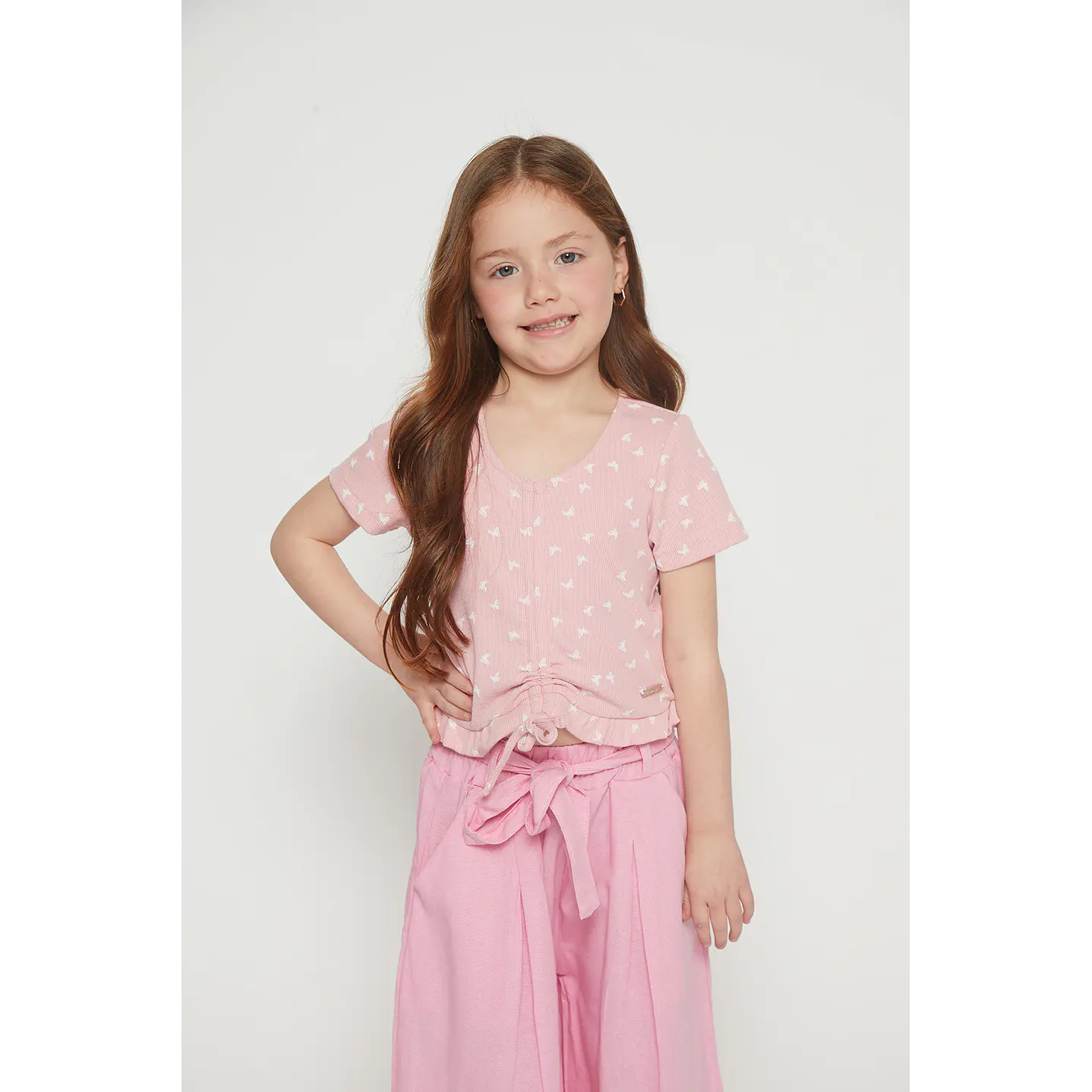 Polera Amarra Niña Palo Rosa Familyshop 1