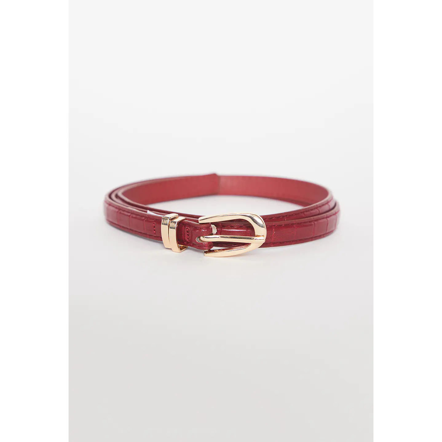 Cinturón Mujer Hebilla Textura Piel Rojo Familyshop 1