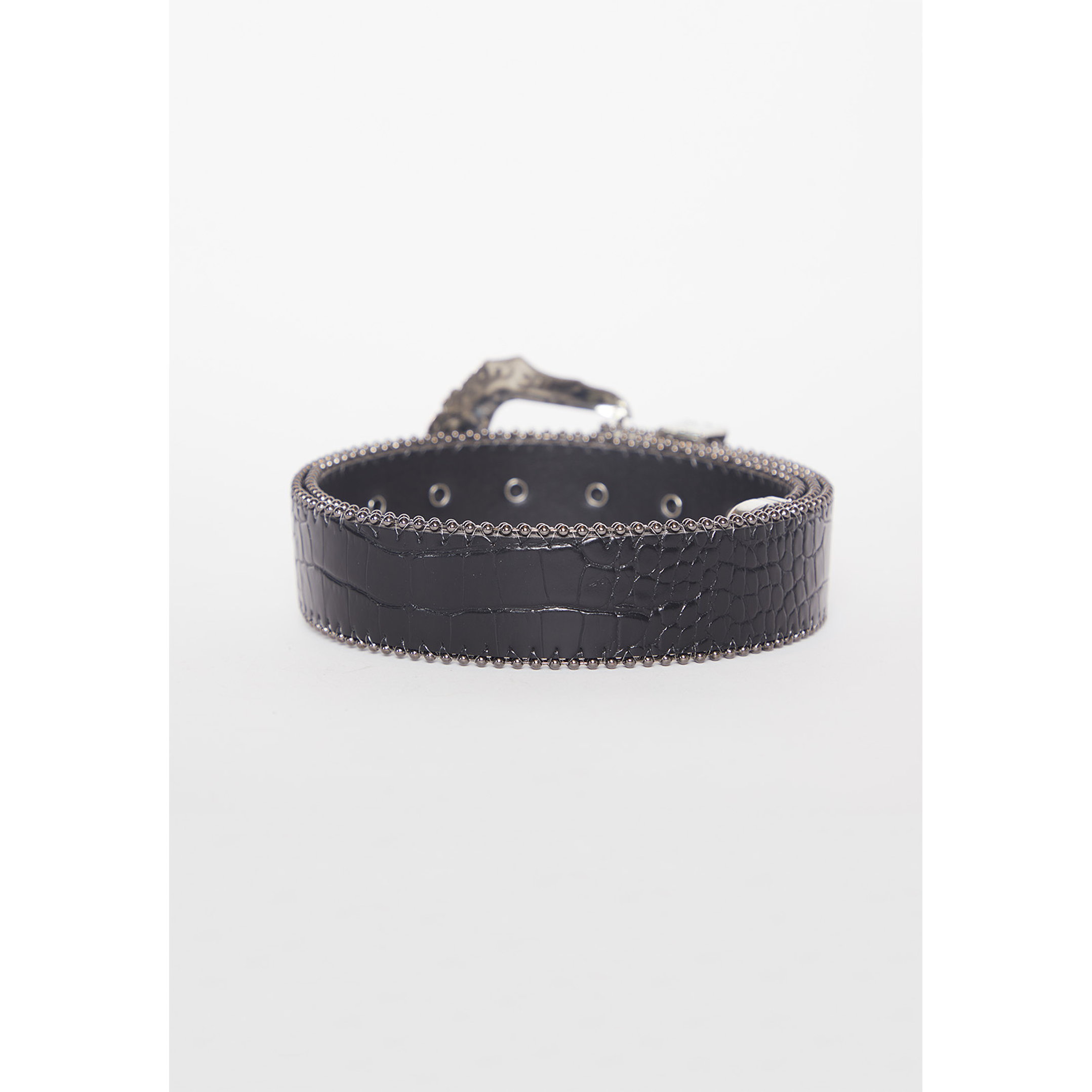 Cinturón Mujer Hebilla Plateada Negro Familyshop 2