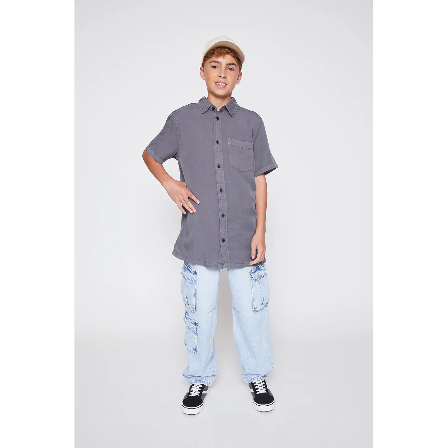 Camisa Lolo Manga Corta Gris Familyshop 2