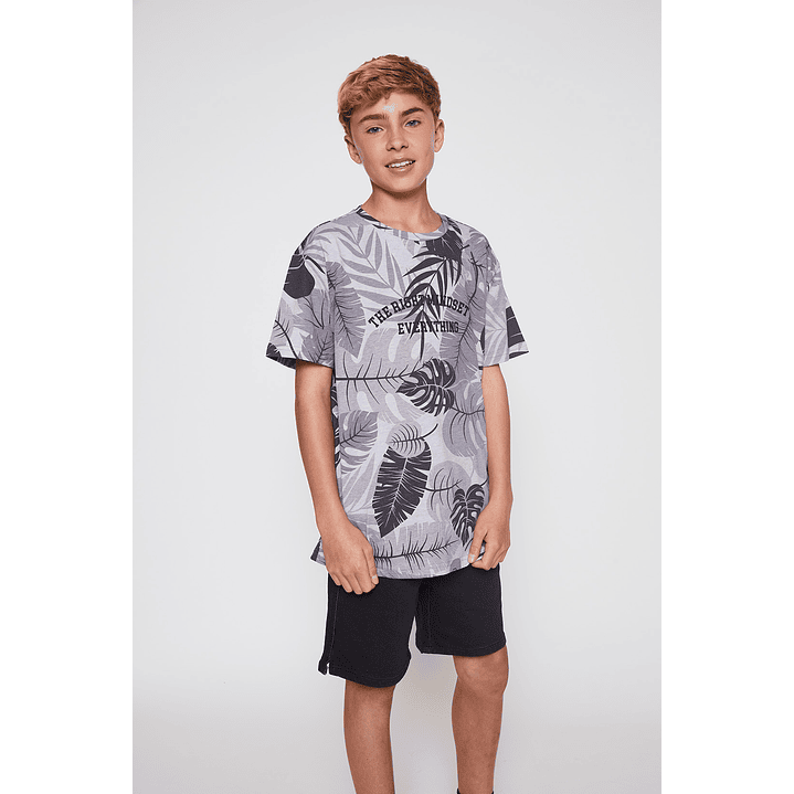 Polera Lolo Hojas Frontal Gris Familyshop 1