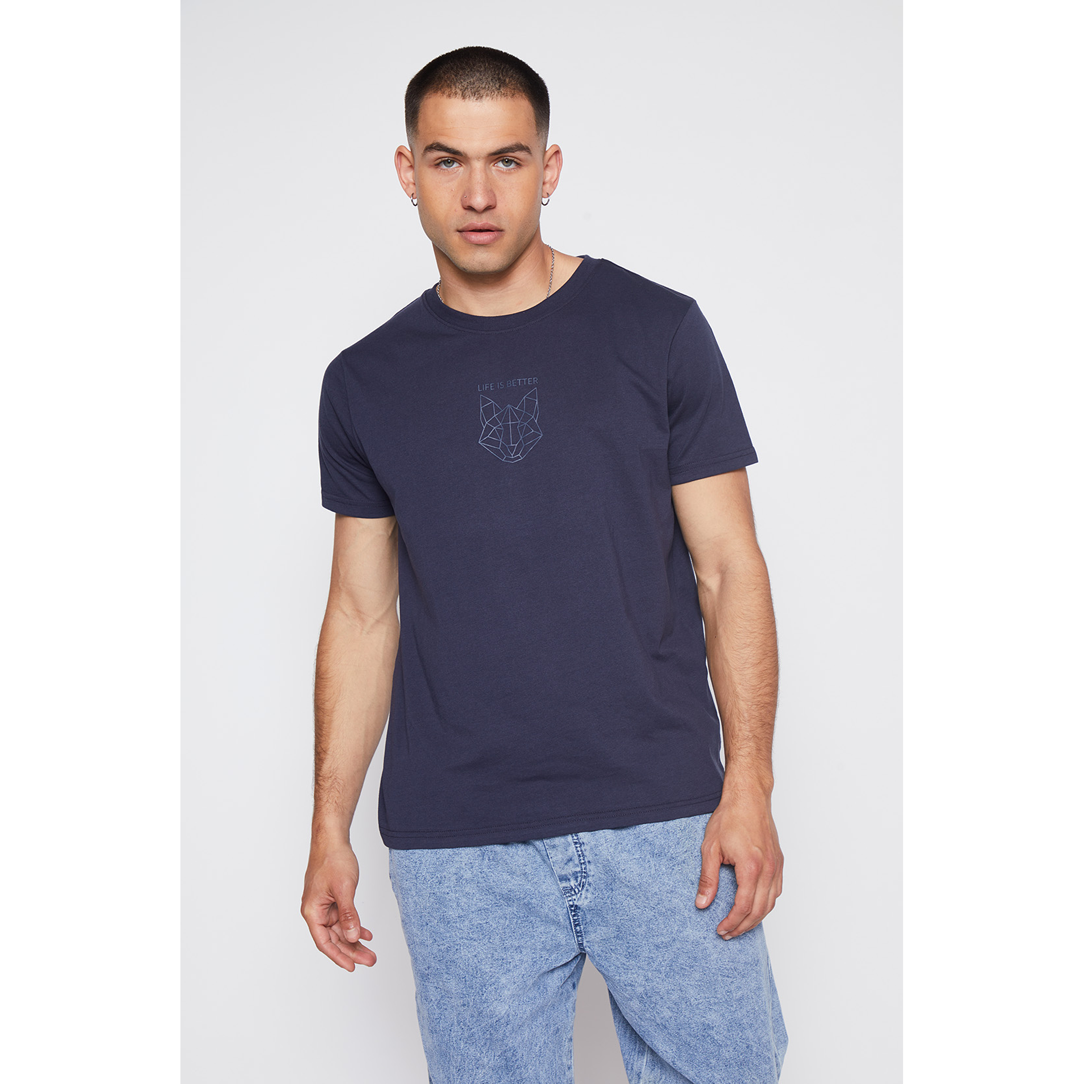 Polera Hombre 3D Bordado Azul Familyshop 1