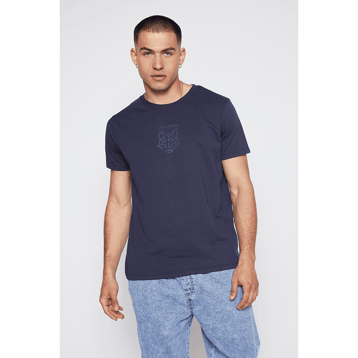 Polera Hombre 3D Bordado Azul Familyshop 1