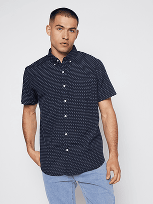 Camisa Hombre Full Raport Negro Familyshop