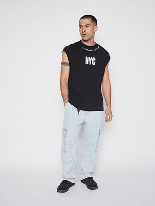 Polera Hombre Print Cuello Negro Familyshop