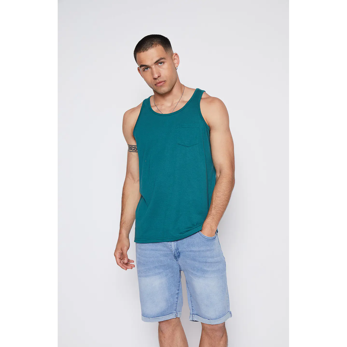 Polera Hombre Bi Color Verde Familyshop 1