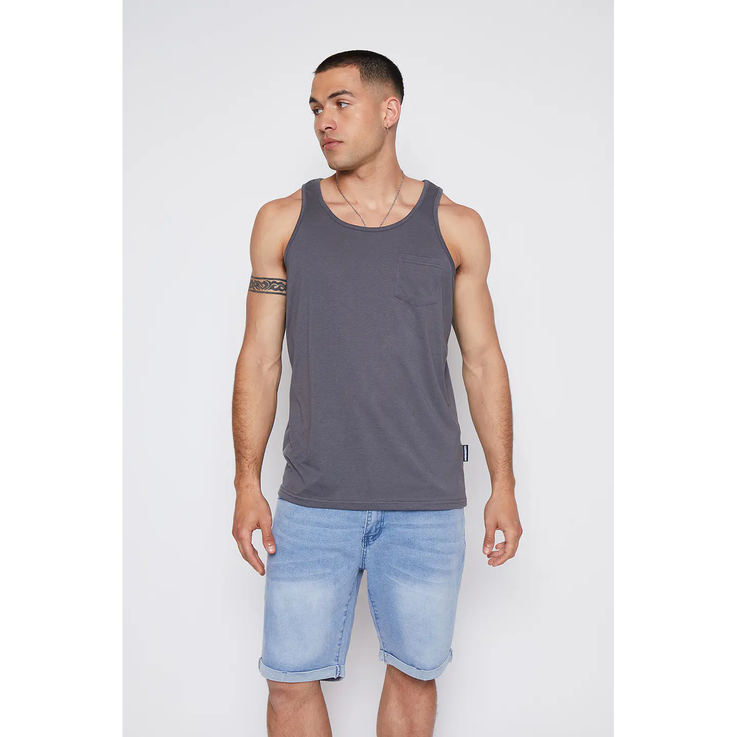 Polera Hombre Sin Manga Color Gris Familyshop 1