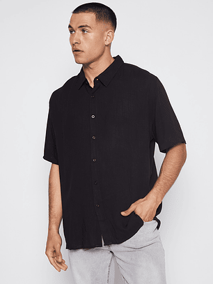 Camisa Hombre Lisa Negro Familyshop