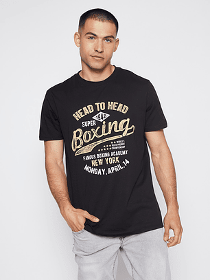 Polera Hombre Boxing Negro Familyshop