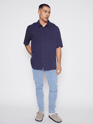 Camisa Hombre Lisa Azul Familyshop