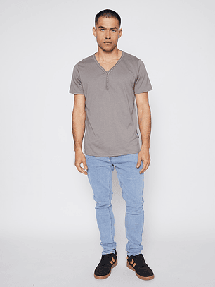 Polera Hombre Botones Gris Familyshop